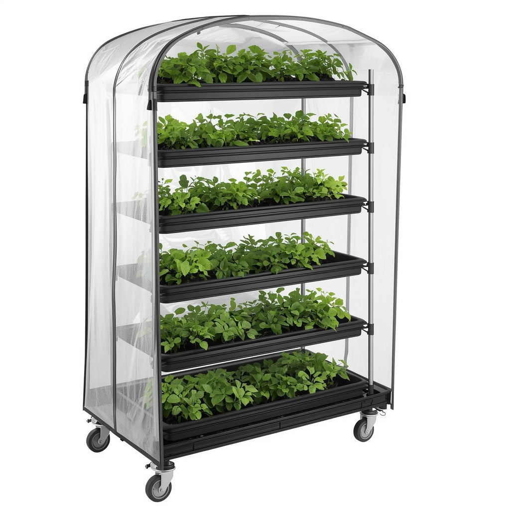 5-Shelf Plastic Rolling Greenhouse Cart