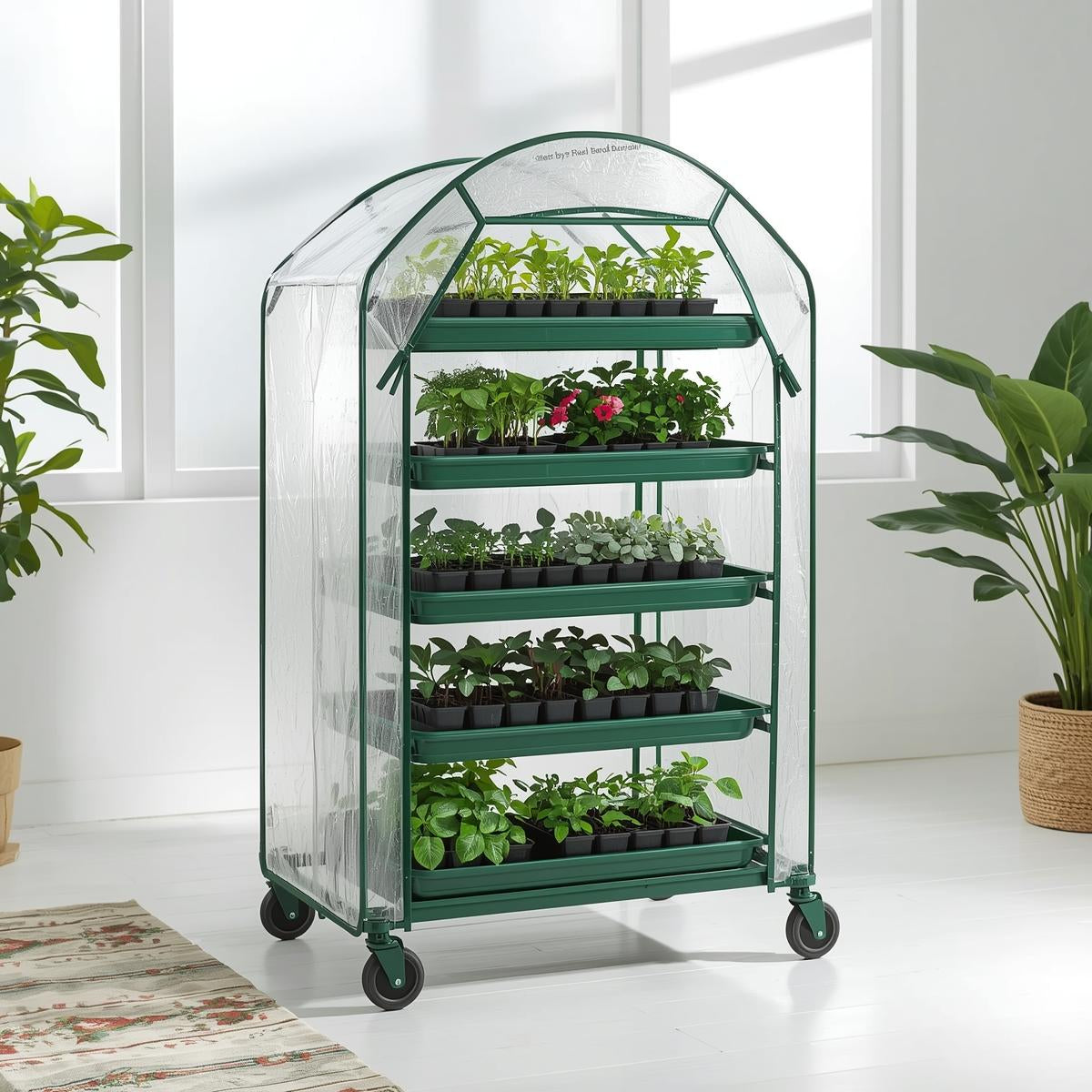5-Shelf Plastic Rolling Greenhouse Cart