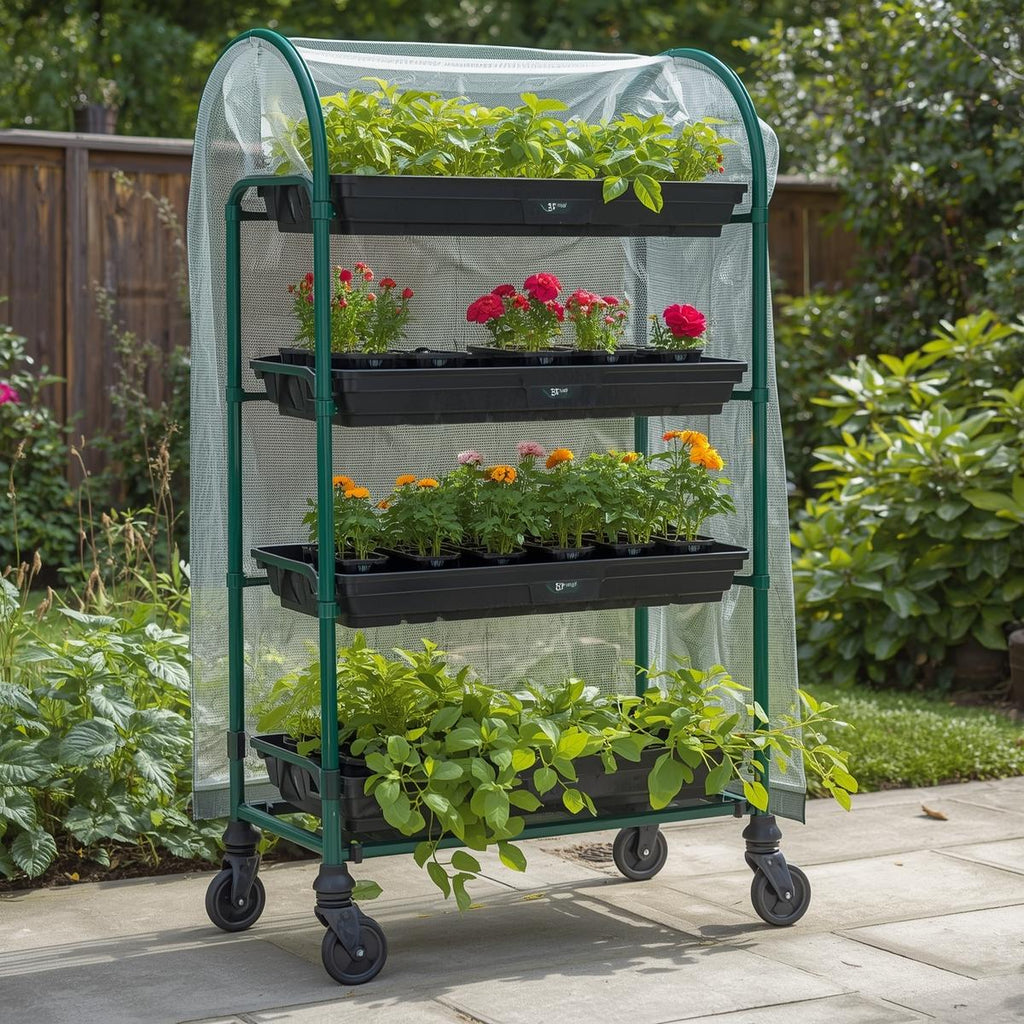 5-Shelf Plastic Rolling Greenhouse Cart