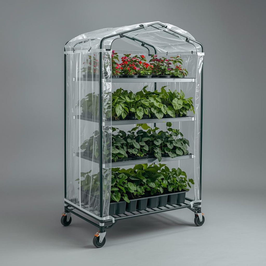 5-Shelf Plastic Rolling Greenhouse Cart