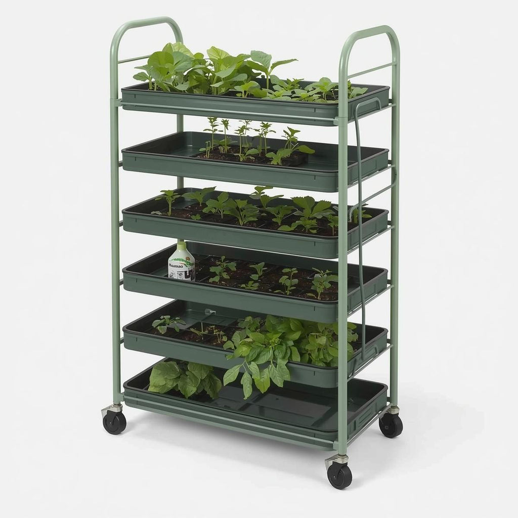 5-Shelf Plastic Rolling Greenhouse Cart