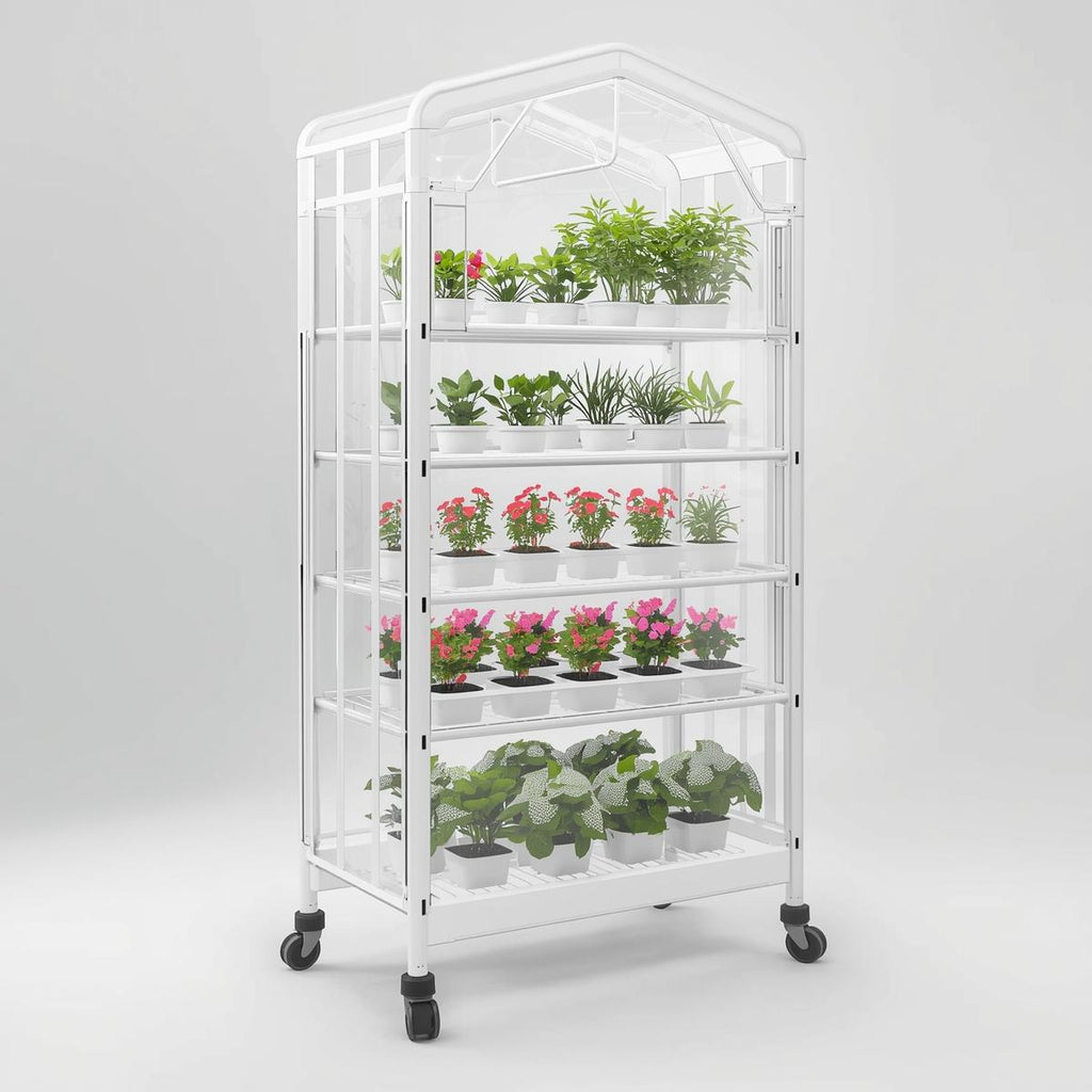5-Shelf Plastic Rolling Greenhouse Cart